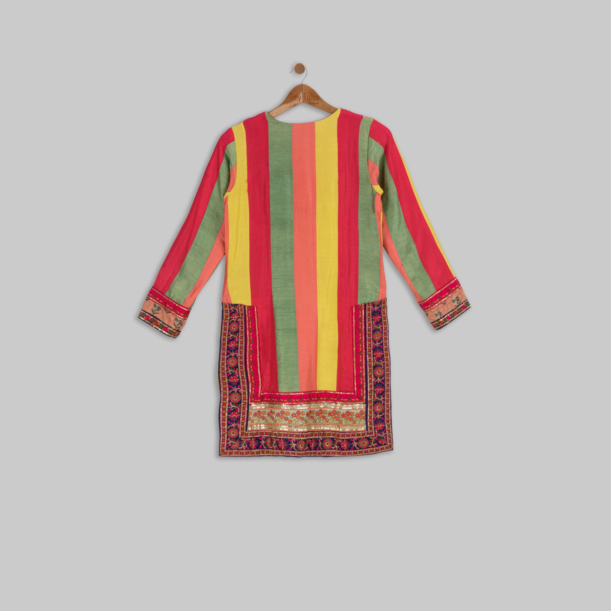 Multicolor Panel Kurta with Yellow Sharara Set - 10 Yrs