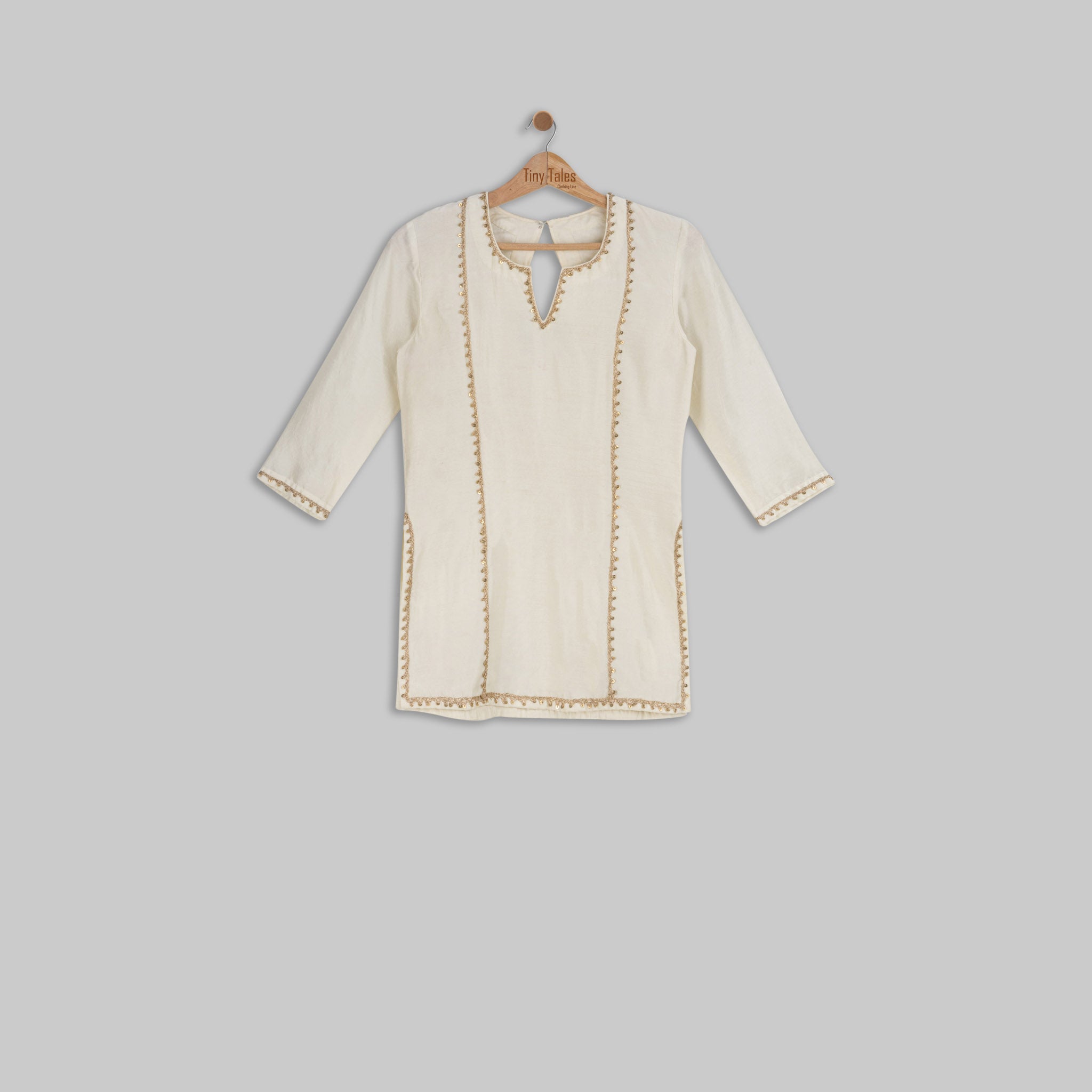 Off White Kurta with Multicolour Sharara - Medium