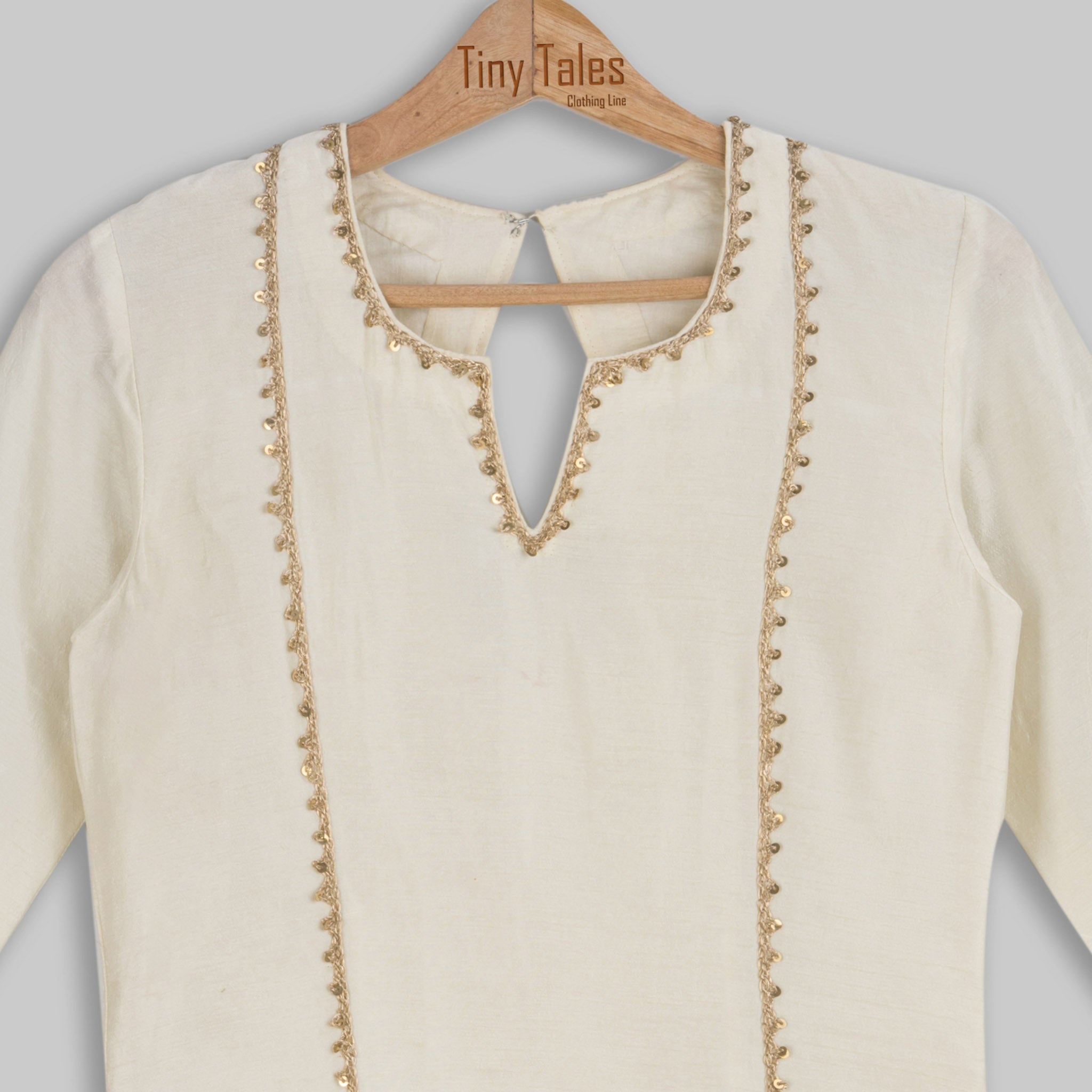 Off White Kurta with Multicolour Sharara - Medium