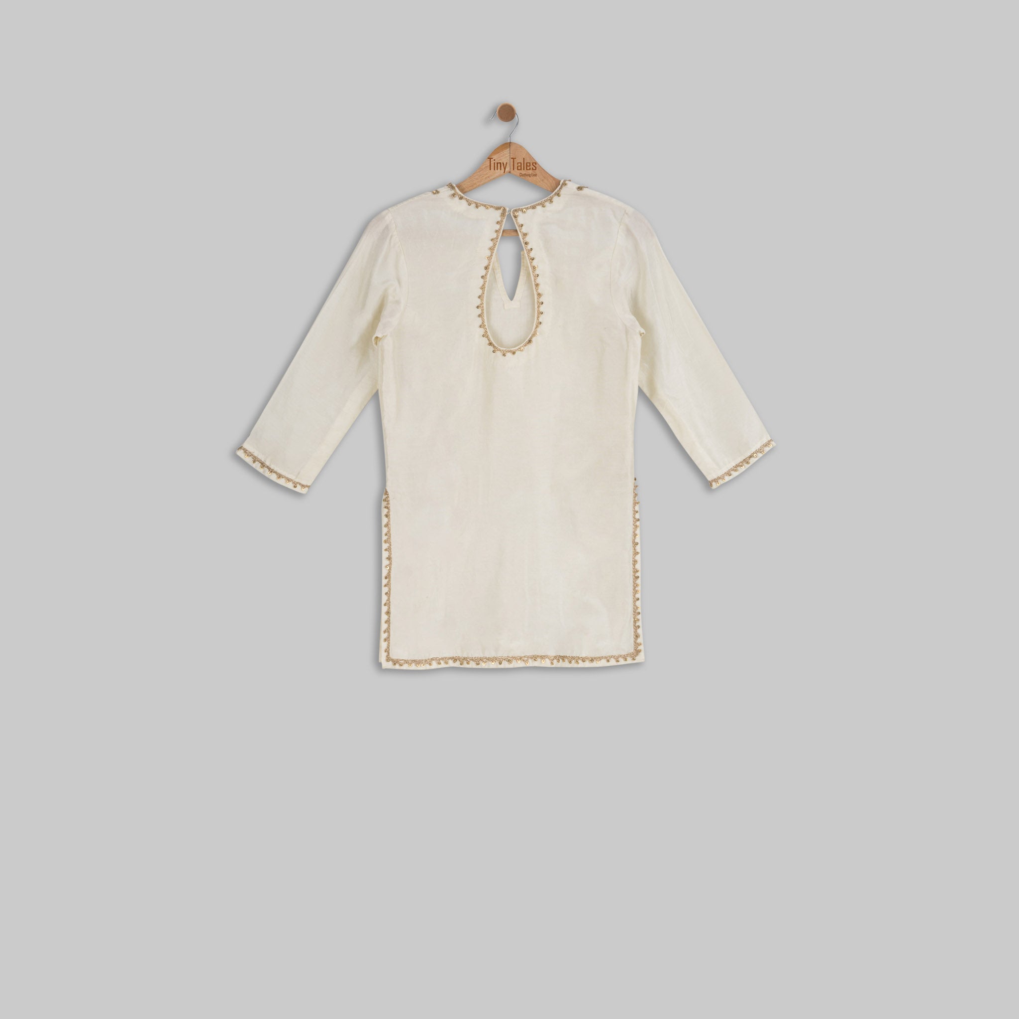 Off White Kurta with Multicolour Sharara - Medium