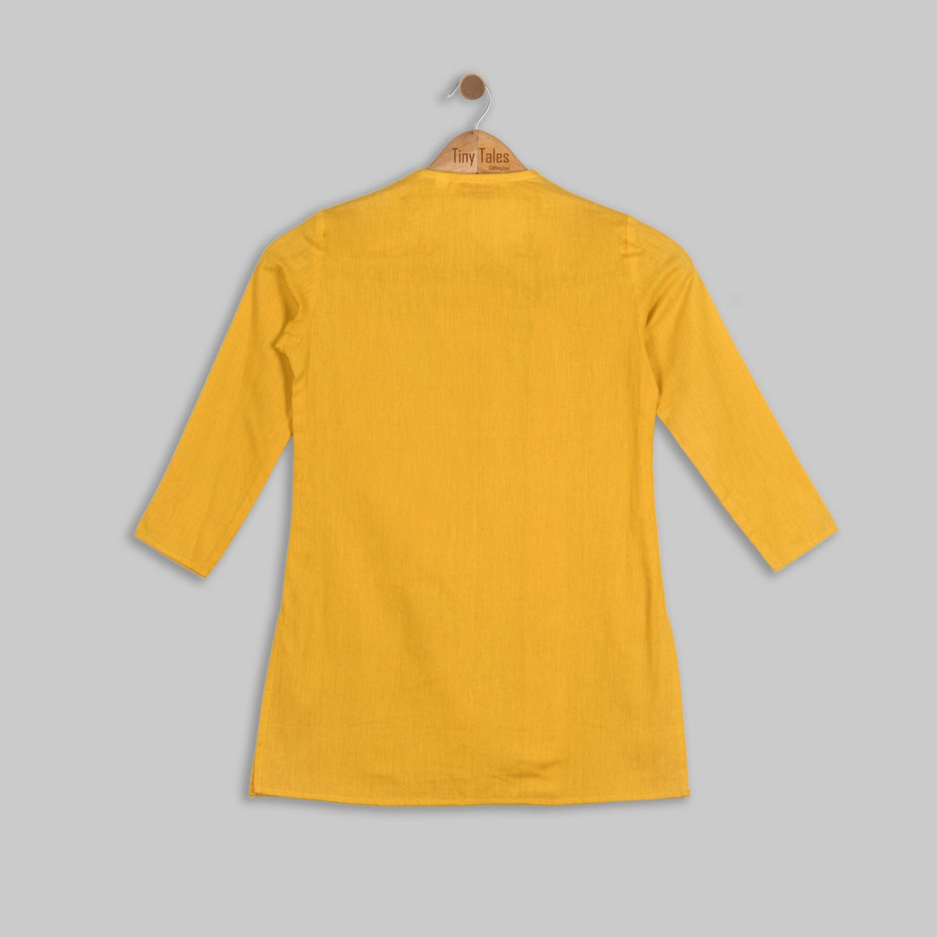 Mustard Kurta with Pink Brocade Patch and Pants