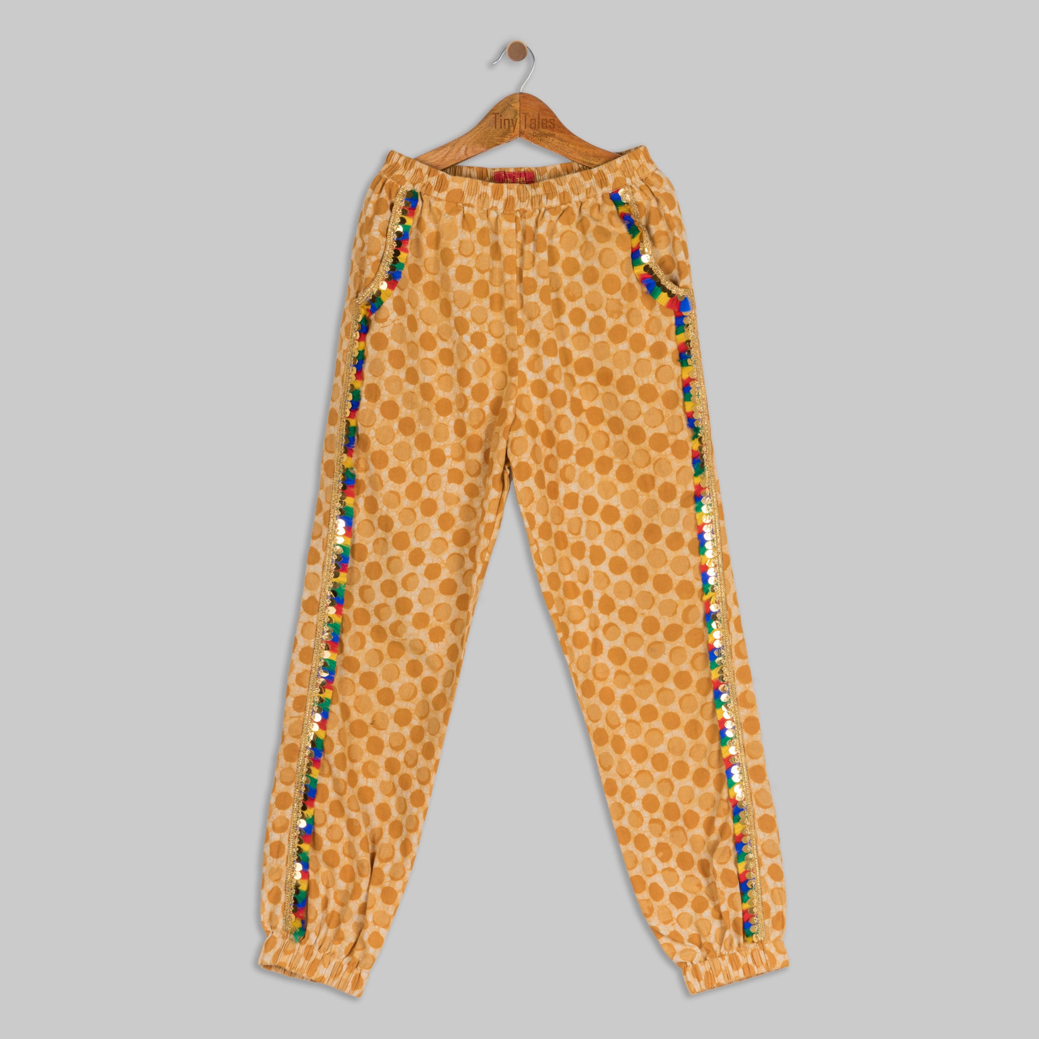 Orange Dabu Knot Joggers Set - 10 Yrs