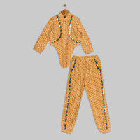 Orange Dabu Knot Joggers Set - 10 Yrs