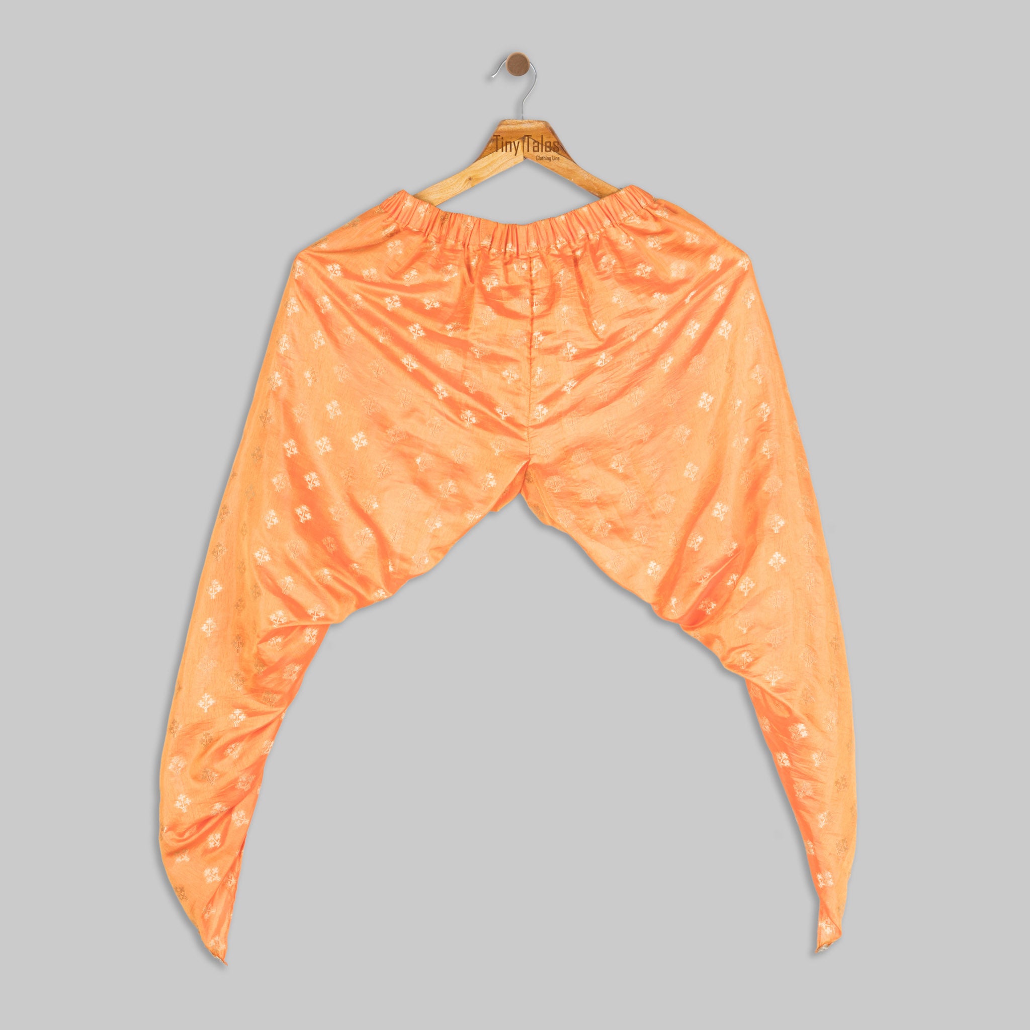 Ivory Peplum with Orange Silk Dhoti - 2-6 Yrs
