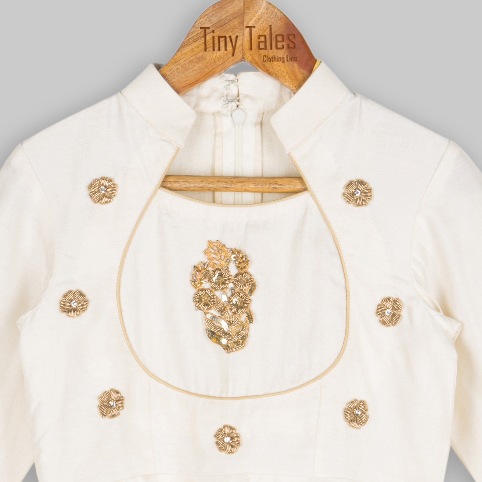 Ivory Peplum with Orange Silk Dhoti - 2-6 Yrs