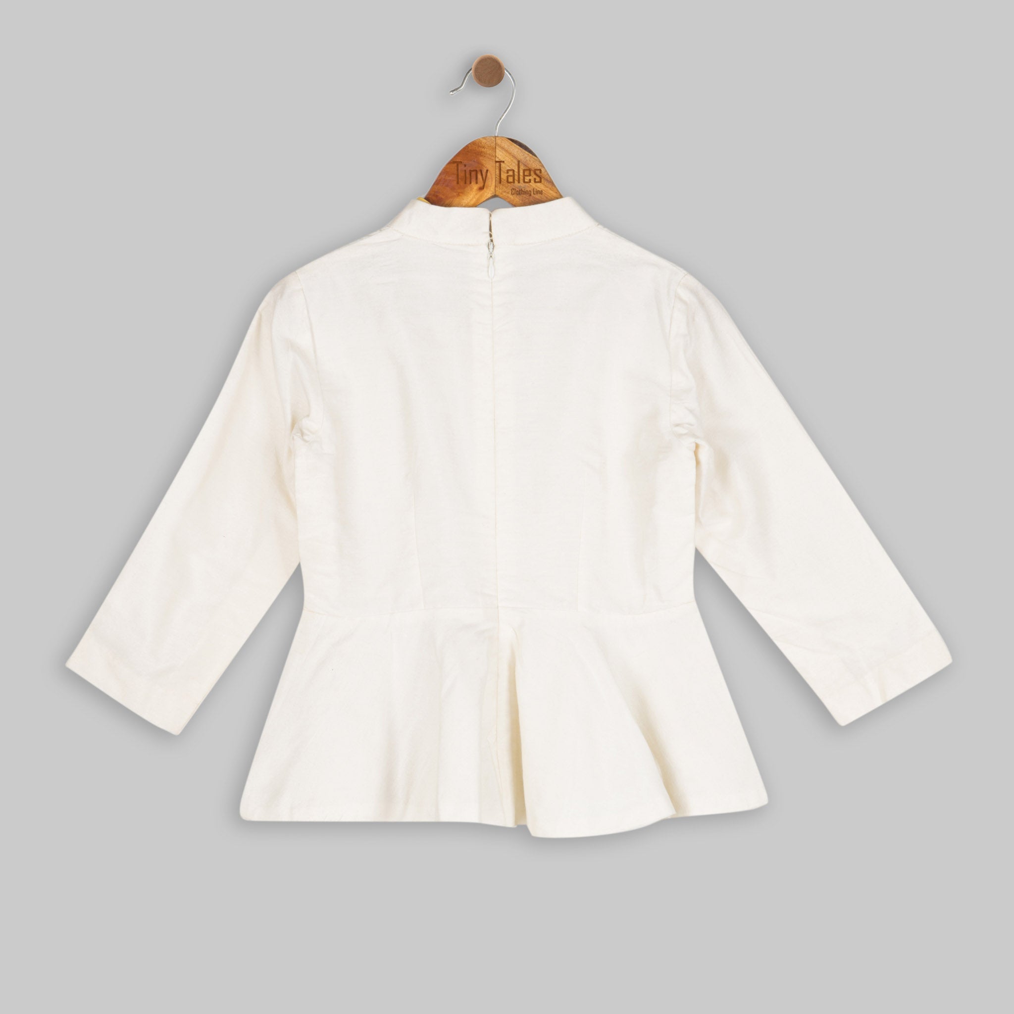 Ivory Peplum with Orange Silk Dhoti - 2-6 Yrs