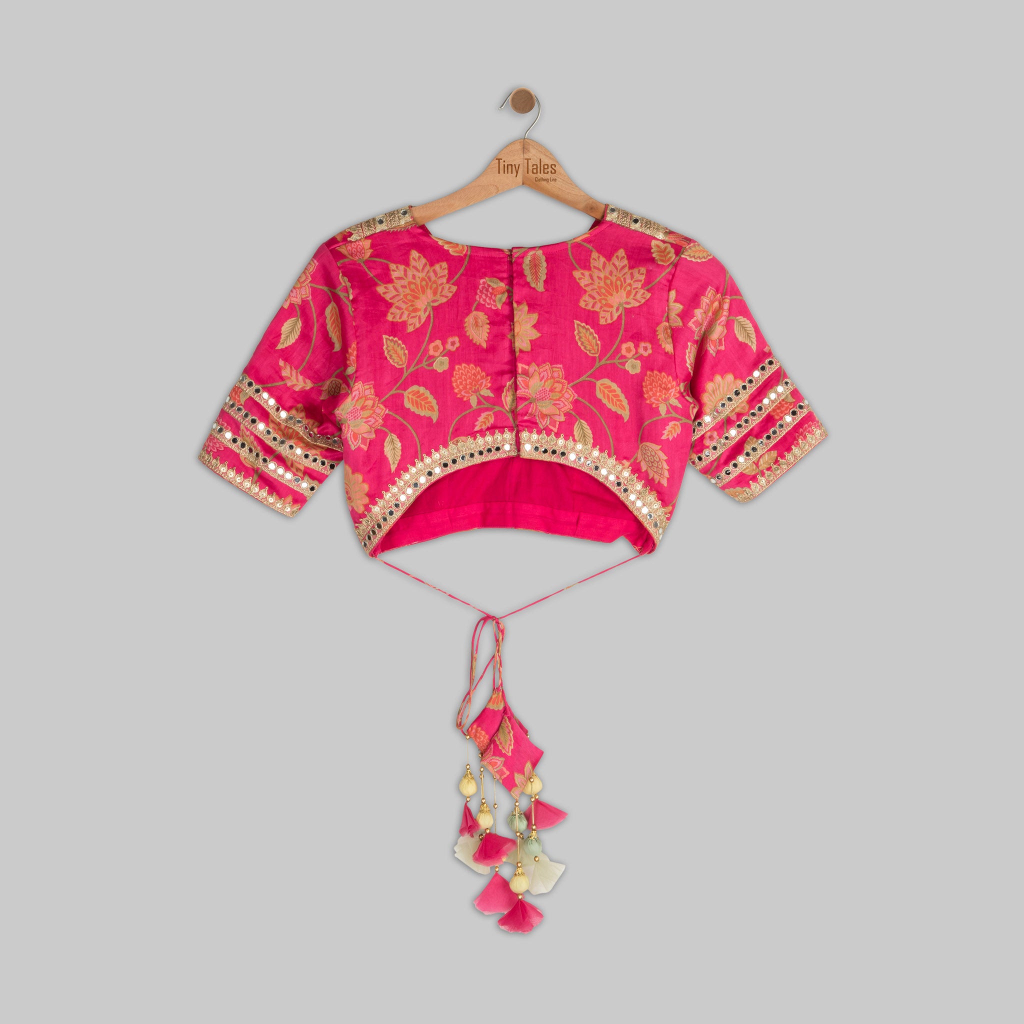 Pink Printed Blouse with Layered Skirt