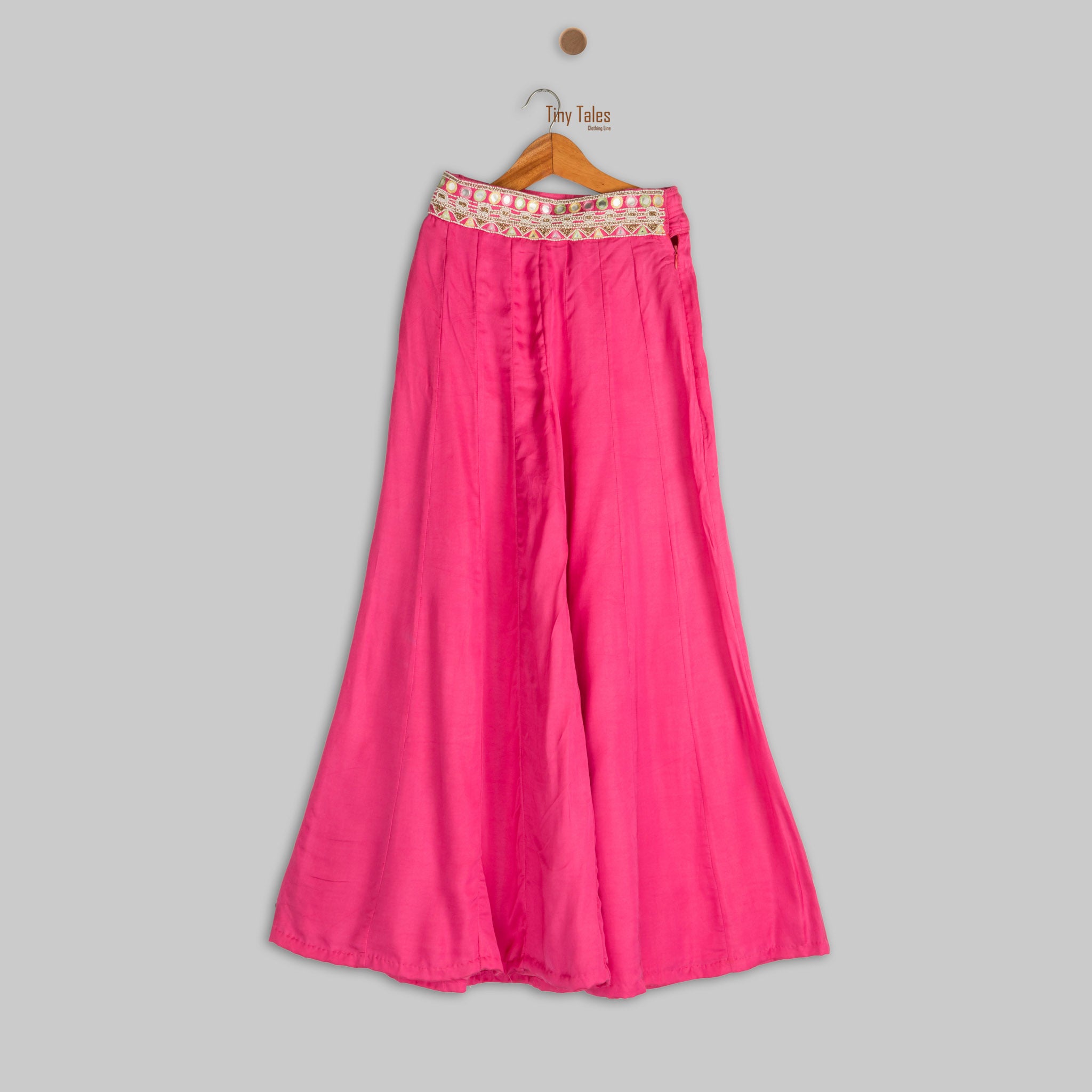 Pink Mirror Work Blouse with Kali Pants and Cape