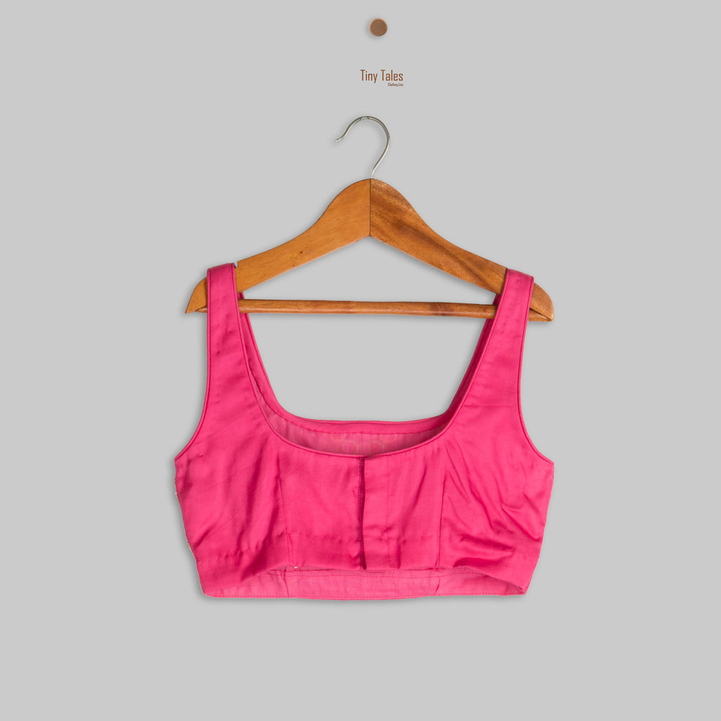 Pink Mirror Work Blouse with Kali Pants and Cape