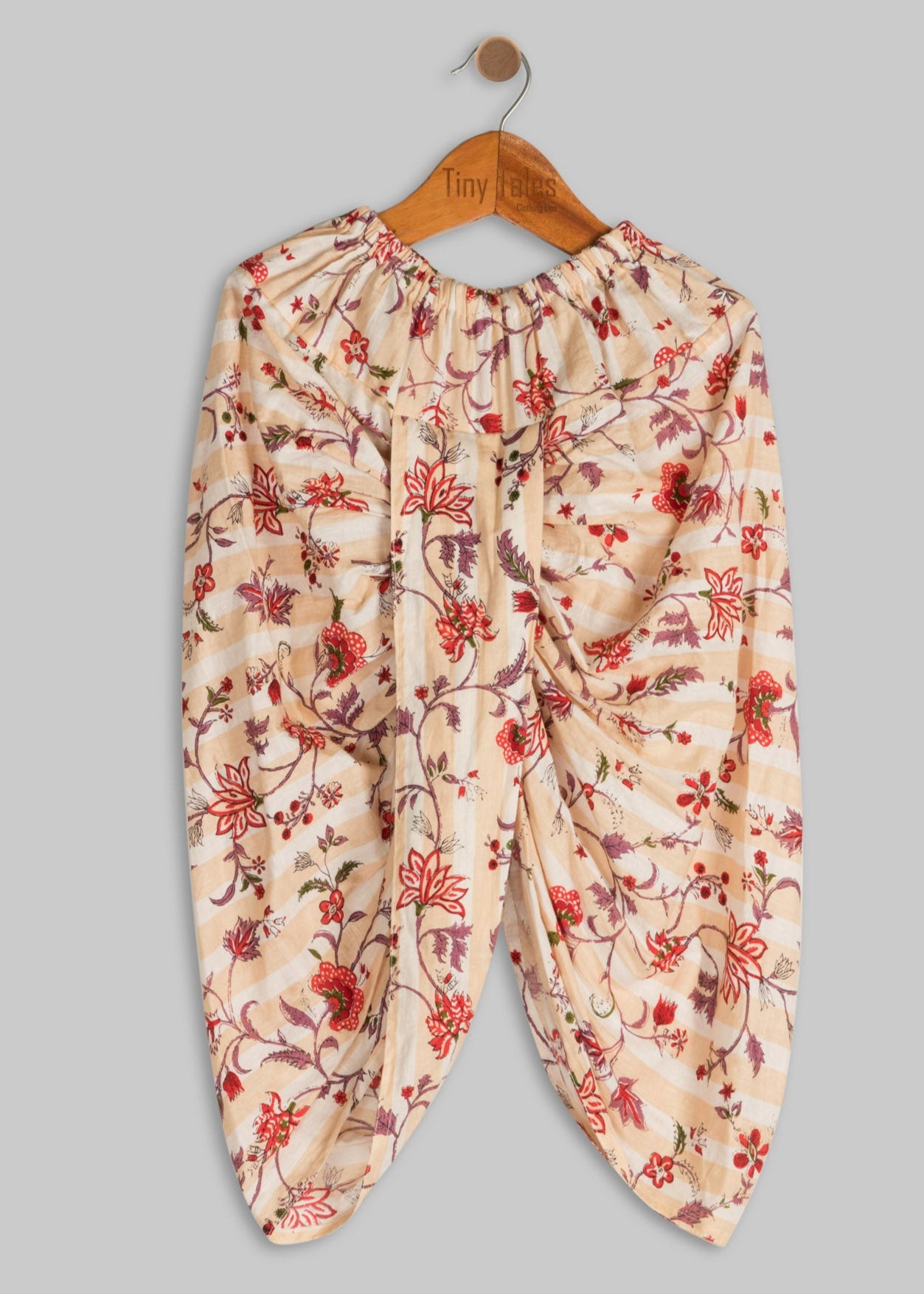 Off White Stripes Kurta with Printed Dhoti
