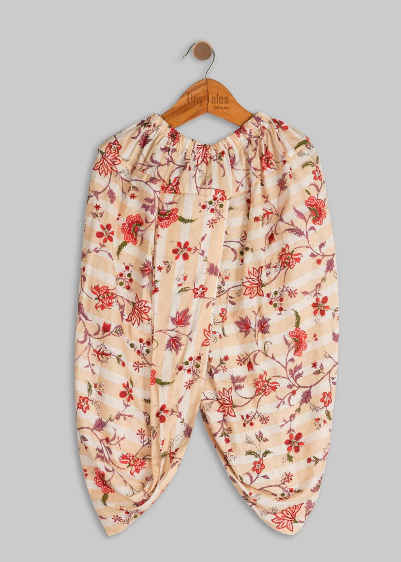 Off White Stripes Kurta with Printed Dhoti