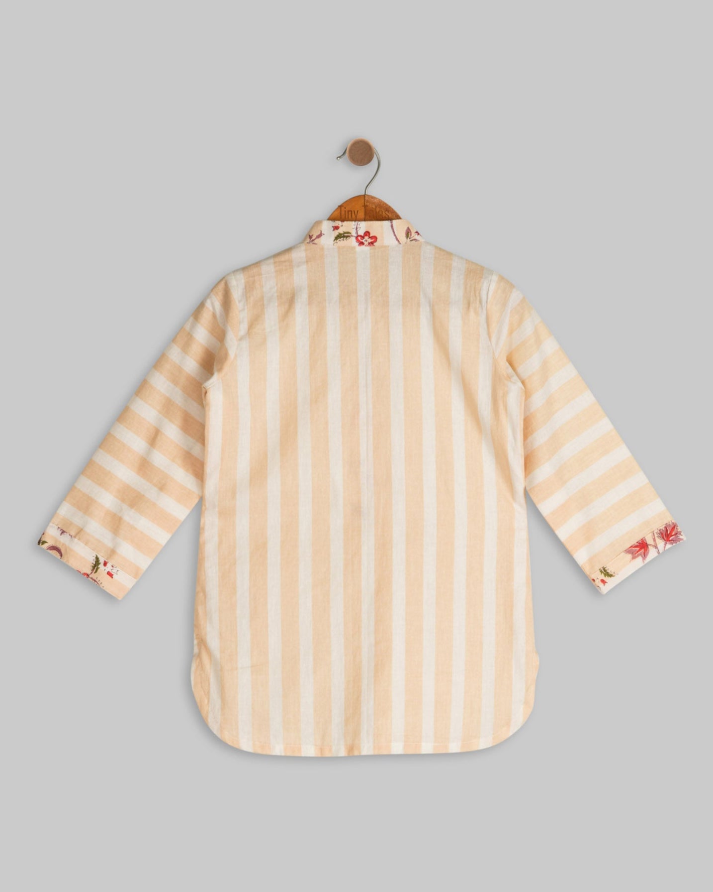 Off White Stripes Kurta with Printed Dhoti