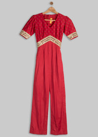 Red Jumpsuit with Back Cutout