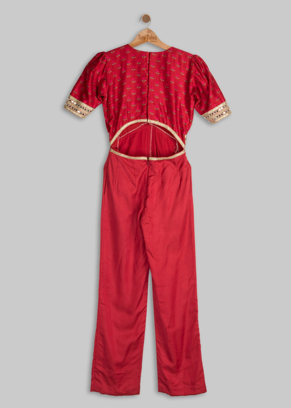 Red Jumpsuit with Back Cutout