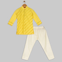 Yellow Frill Textured Kurta Set