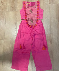 Pink Brocade Corset Style Top with Straight Pants