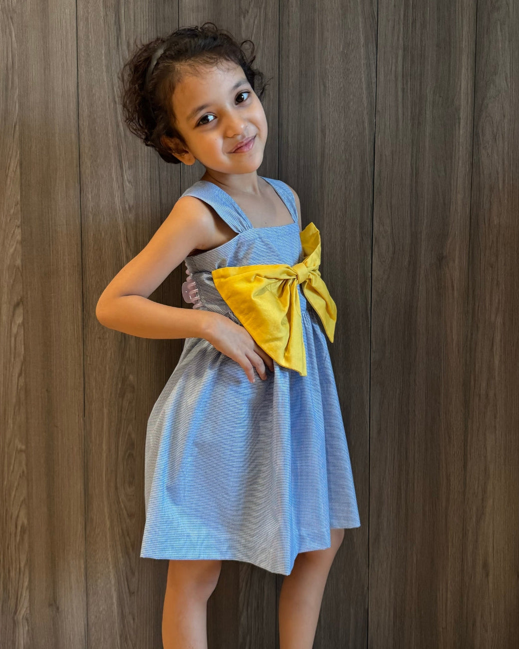 Blue Yellow Bow Dress