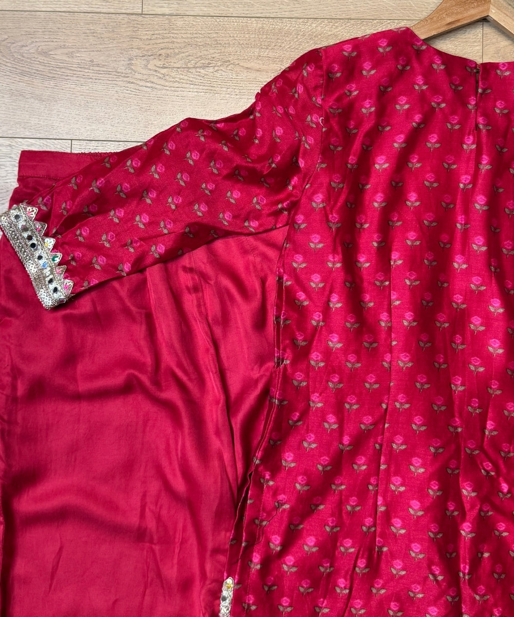 Red Printed Kurta With Pants Set