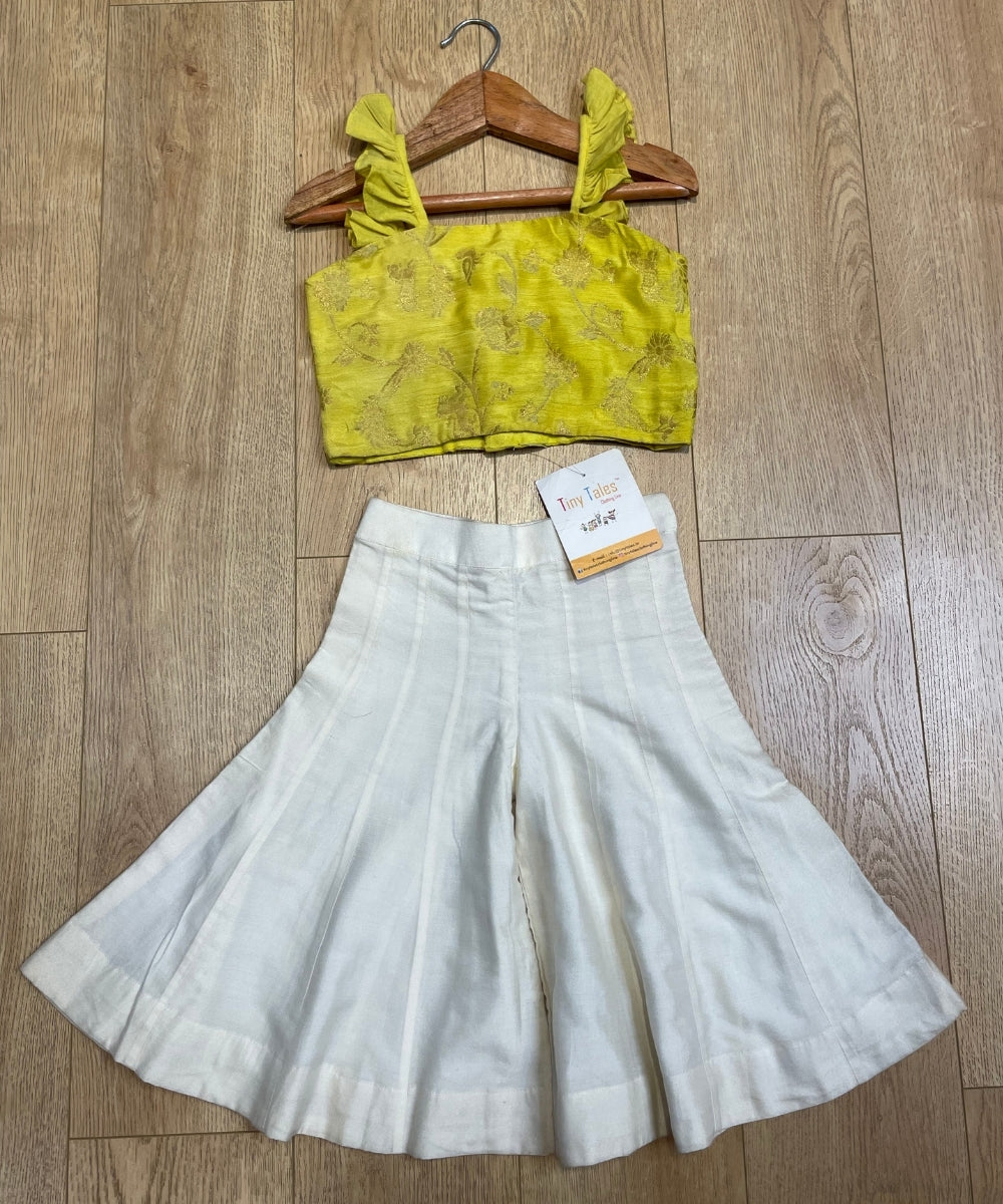 Yellow Frill Top & With White Kali Pants