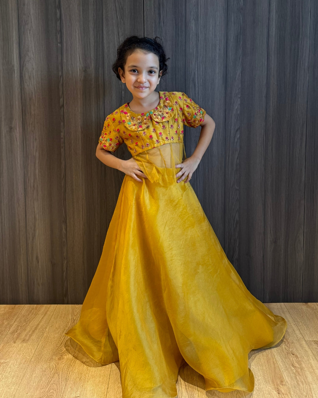 Mustard Peter Pan Collared Lehenga Set