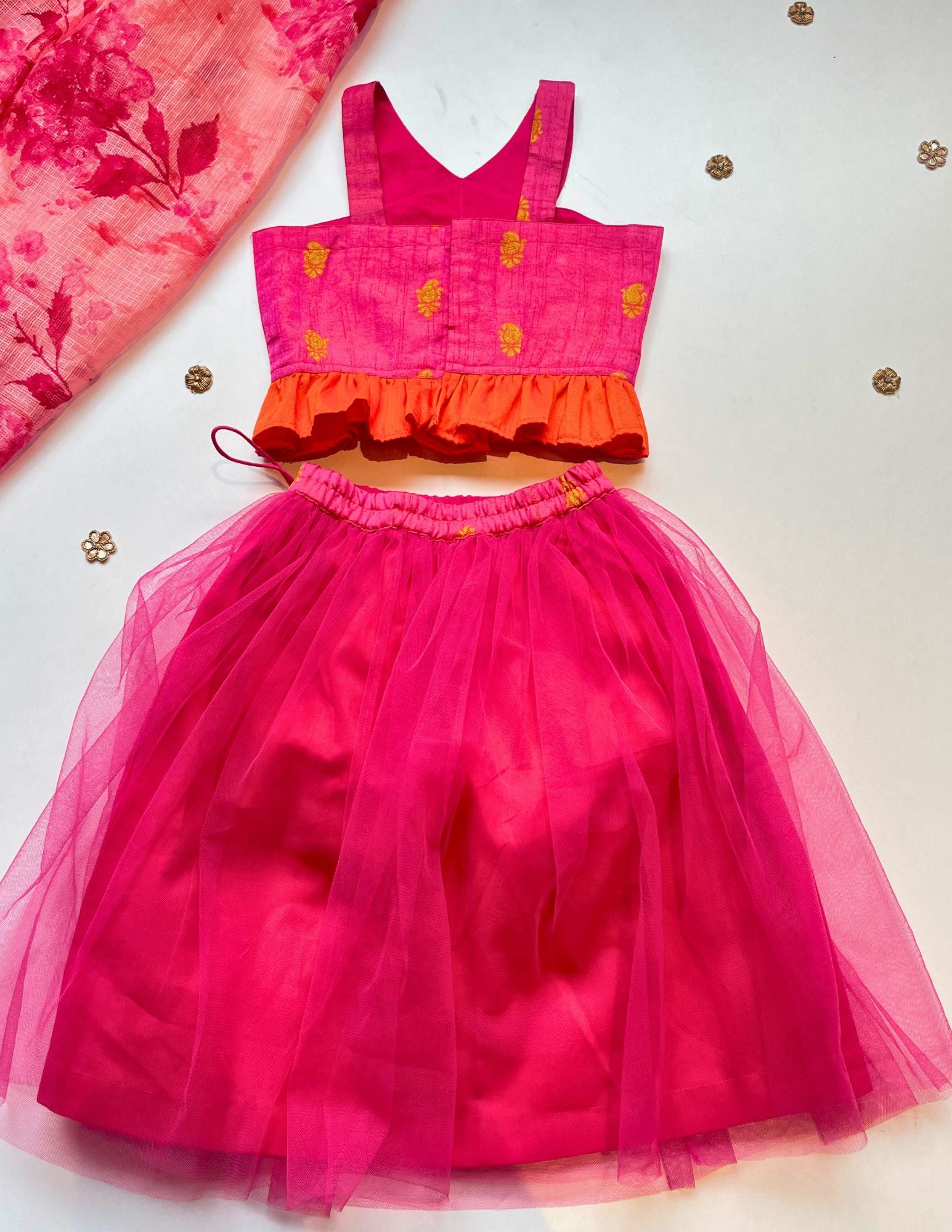 Pink Wrap Style Top with Skirt