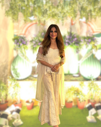 Off White Peplum Top with Kali Pants