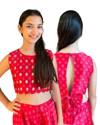 Red Rose Printed Bow Set