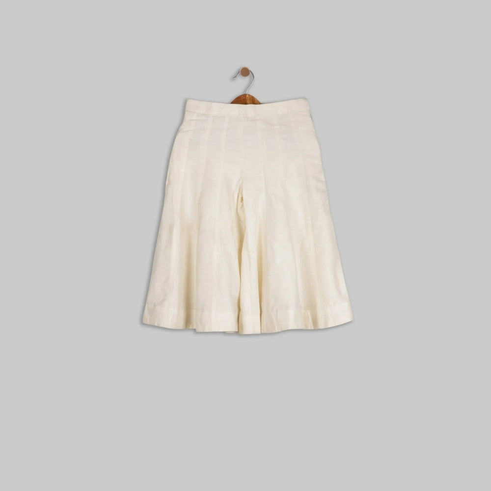 Off White Aplique Peplum with Sharara