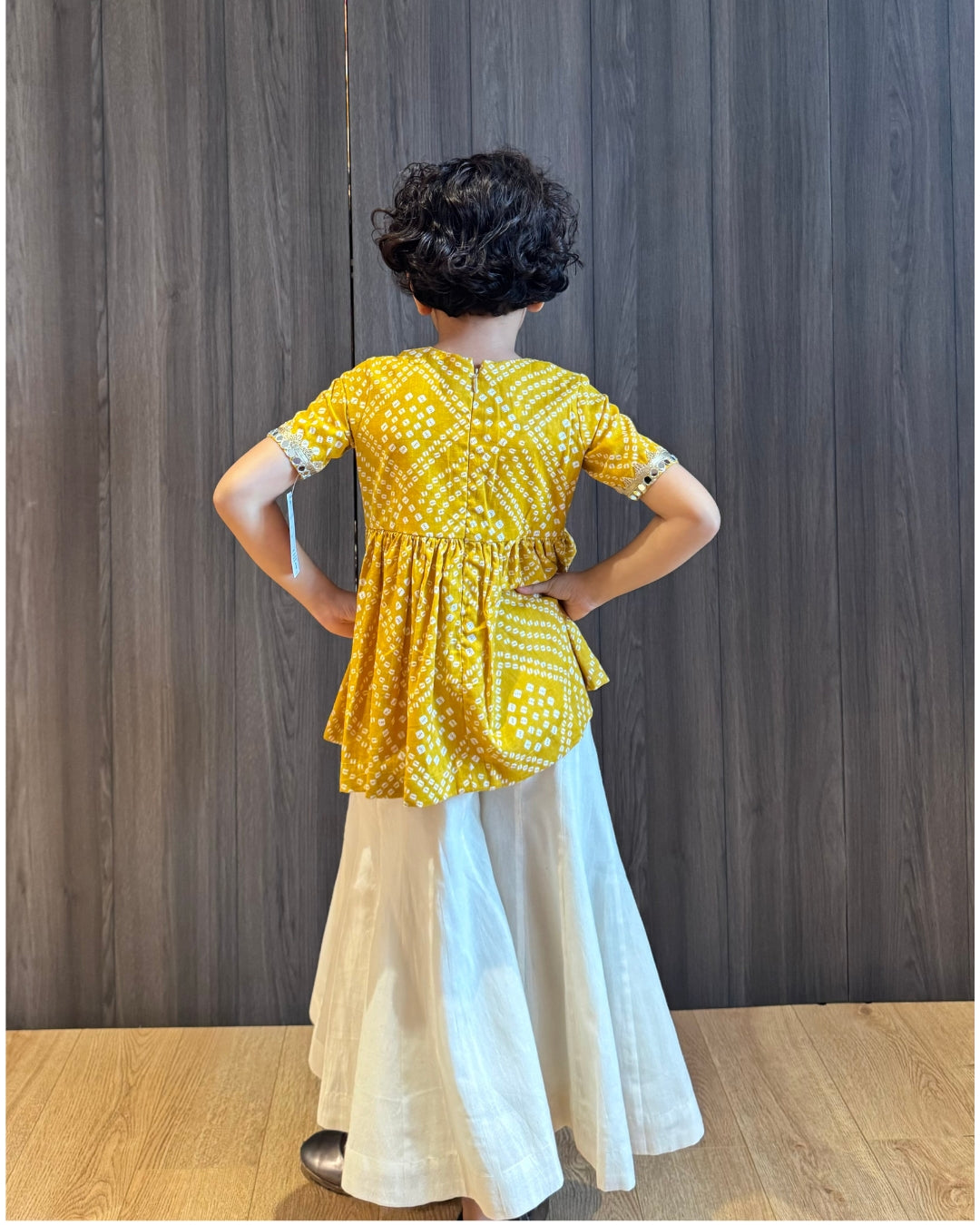 Yellow Bandhani Kurta with Cotton Silk Pants