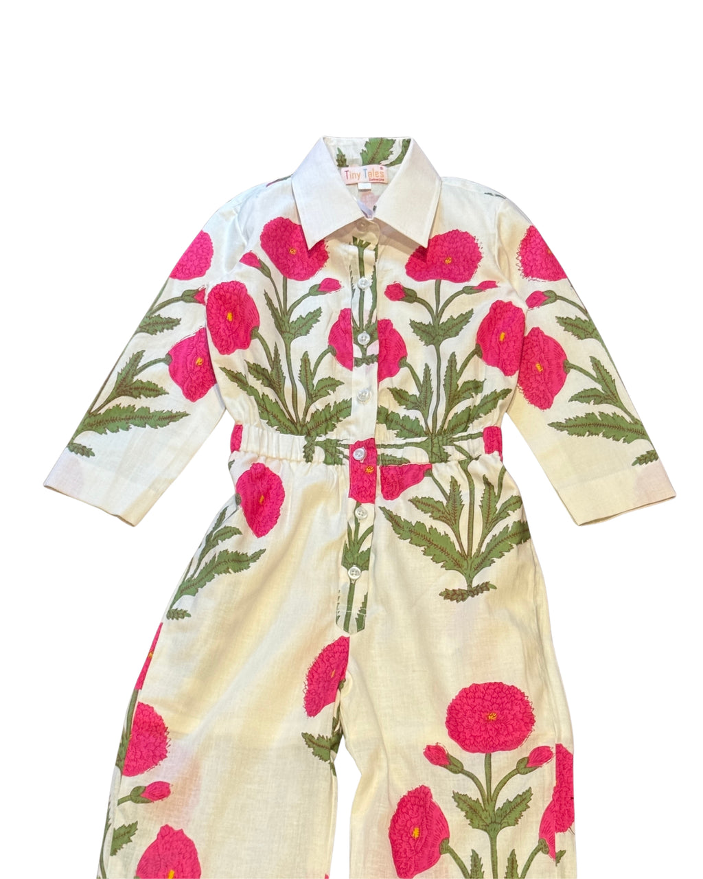 White and Pink Printed Jumpsuit