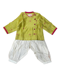 Green Chanderi Bandhani Jacket with Salwar