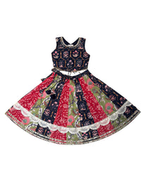 Tri-Print Kali Lehenga with Blouse