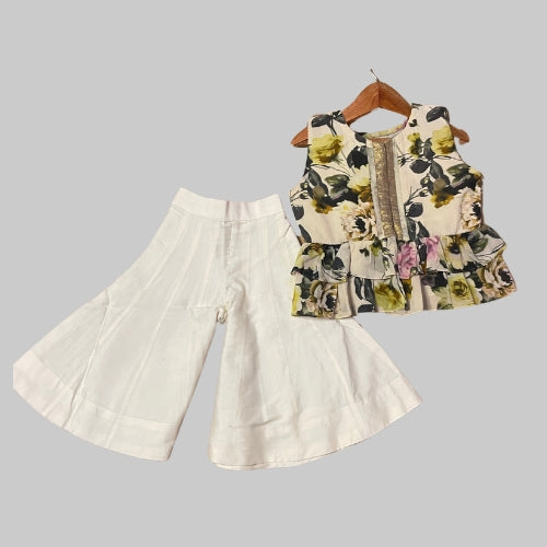 Multicolor Floral Peplum with Kali Pant - 3 Yrs