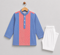 Red & Blue Stripes Kurta