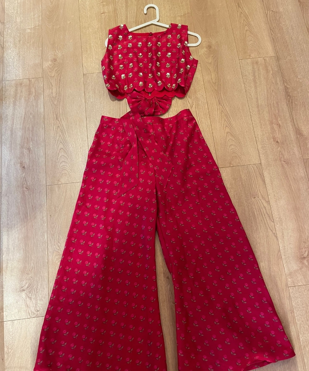 Red Rose Printed Bow Set