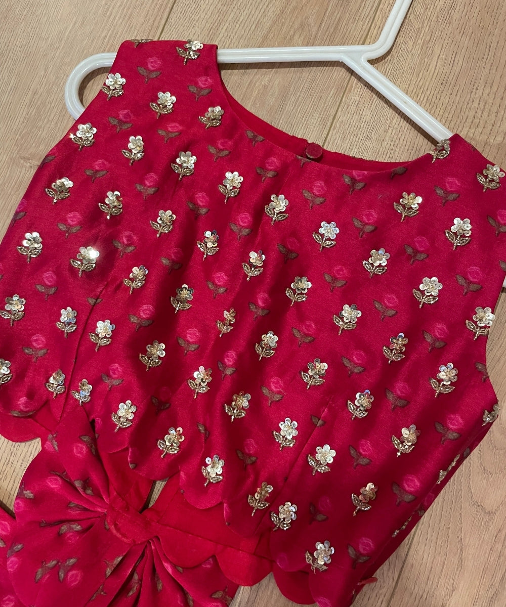 Red Rose Printed Bow Set