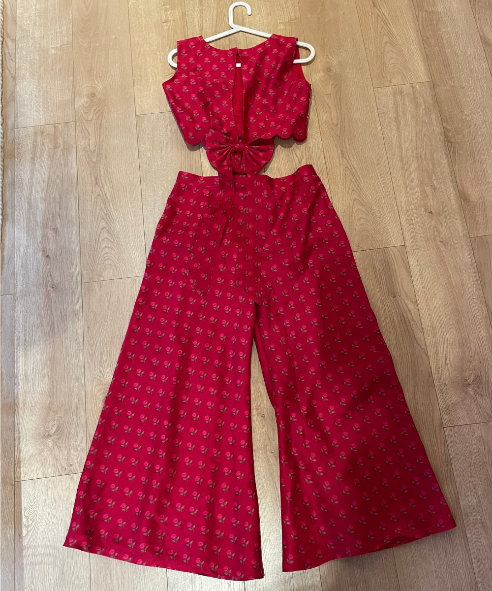 Red Rose Printed Bow Set