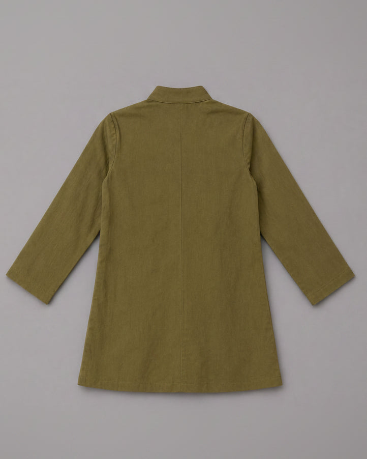 Olive Cotton Kurta with Pichwayi Printed Flap