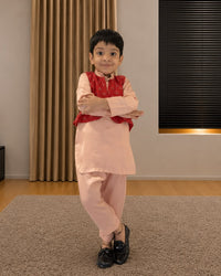 Pink Kurta with Attached Jacket and Pants