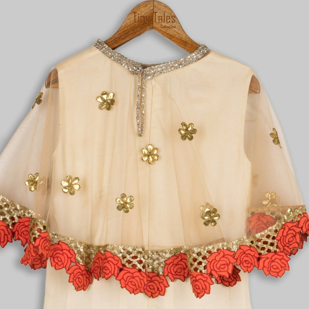 Ivory Jumpsuit with Cape - 6 Yrs