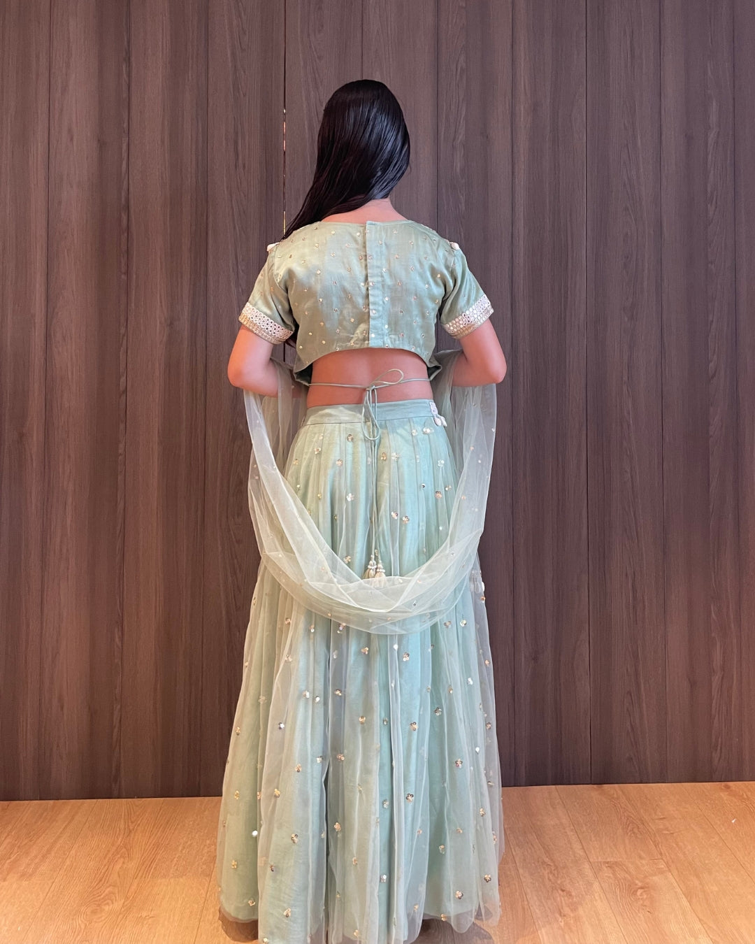 Pastel Green Embroidered Lehenga Set