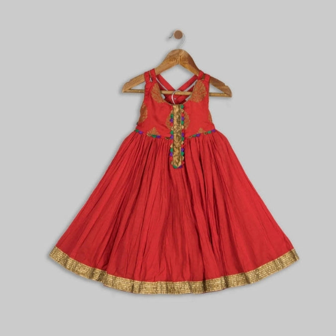 Cross Back Red Dress - 2-3 Yrs