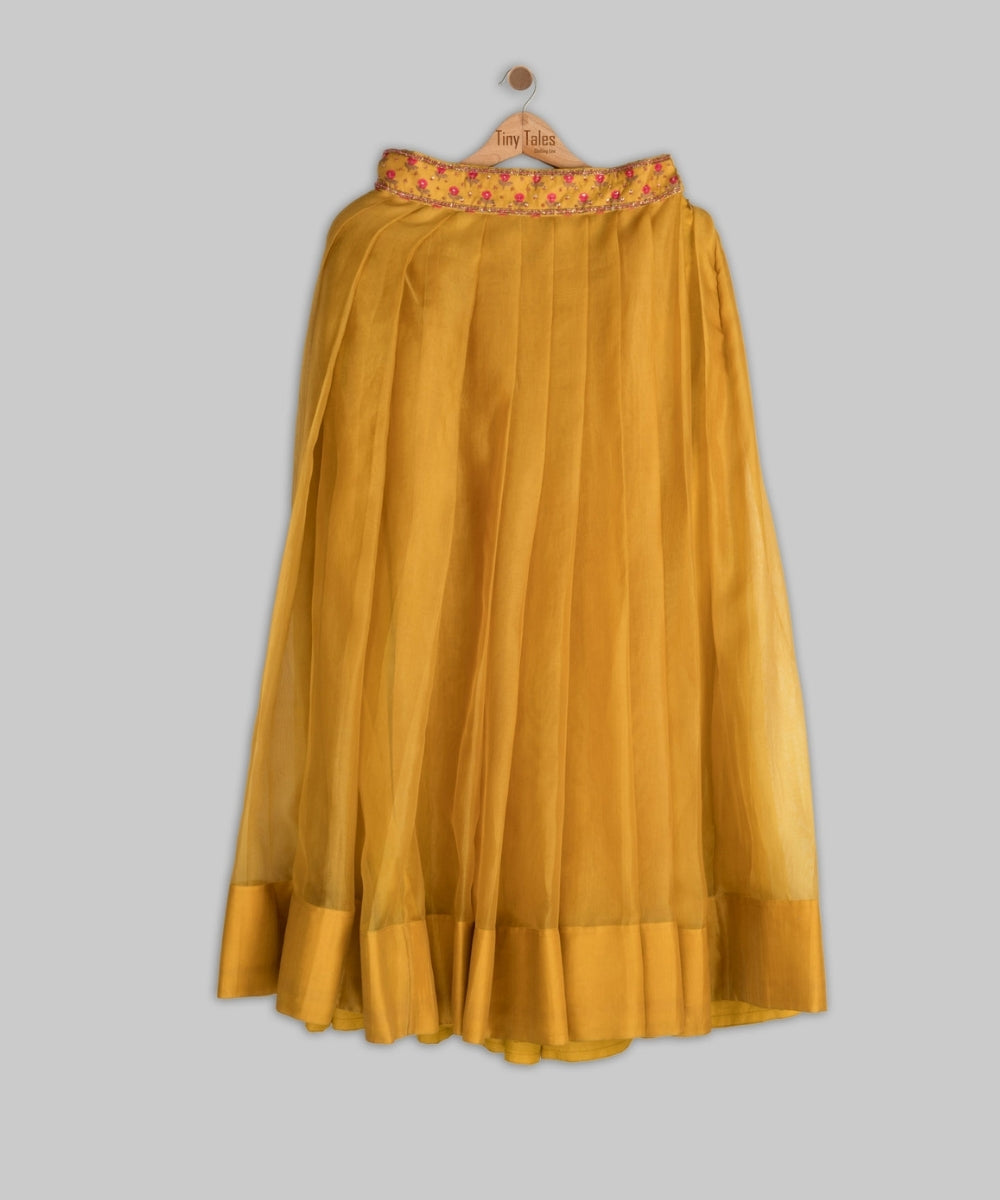 Mustard Embroidered Halter Neck Lehenga Set