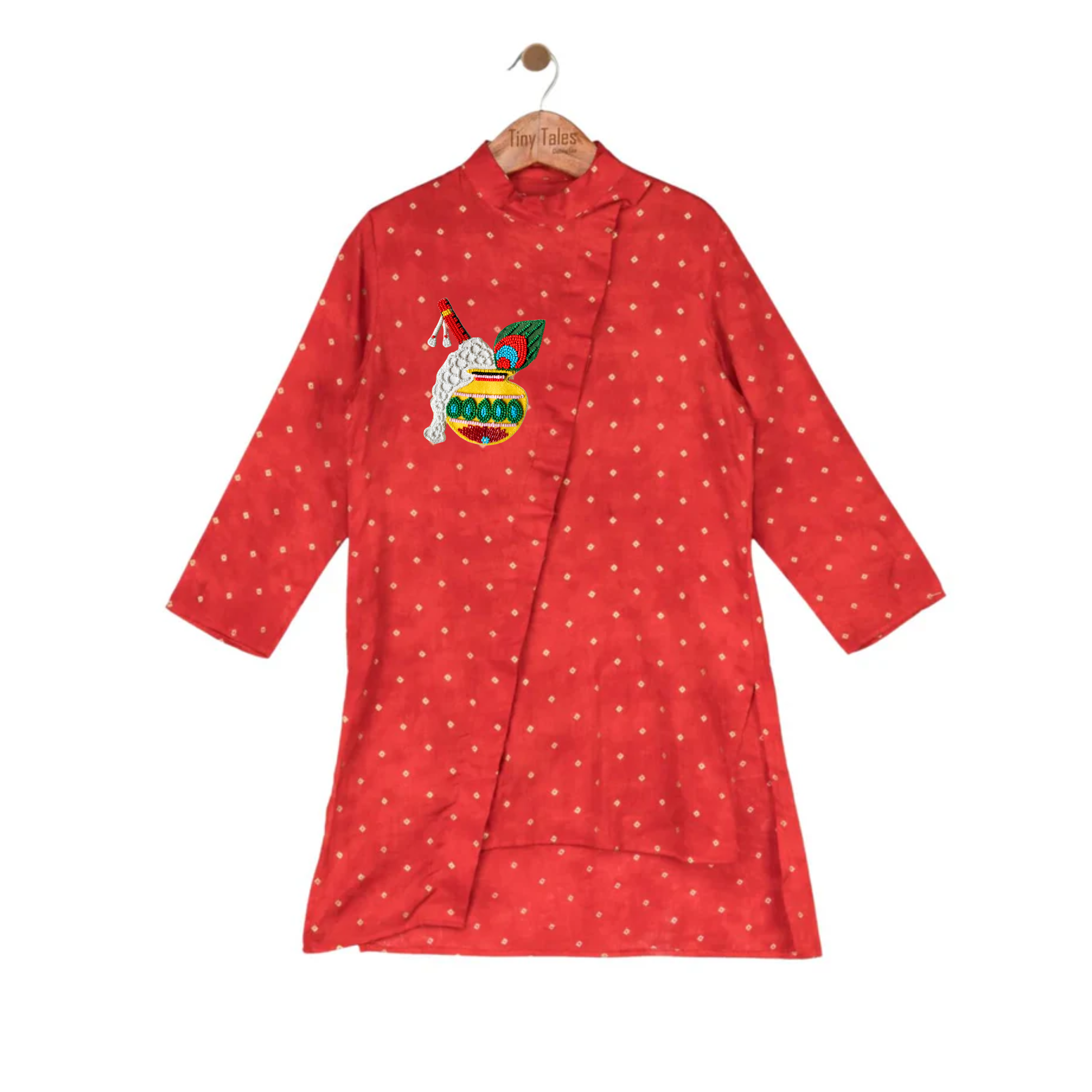 Red Brocade Kurta Set with Matka Motif