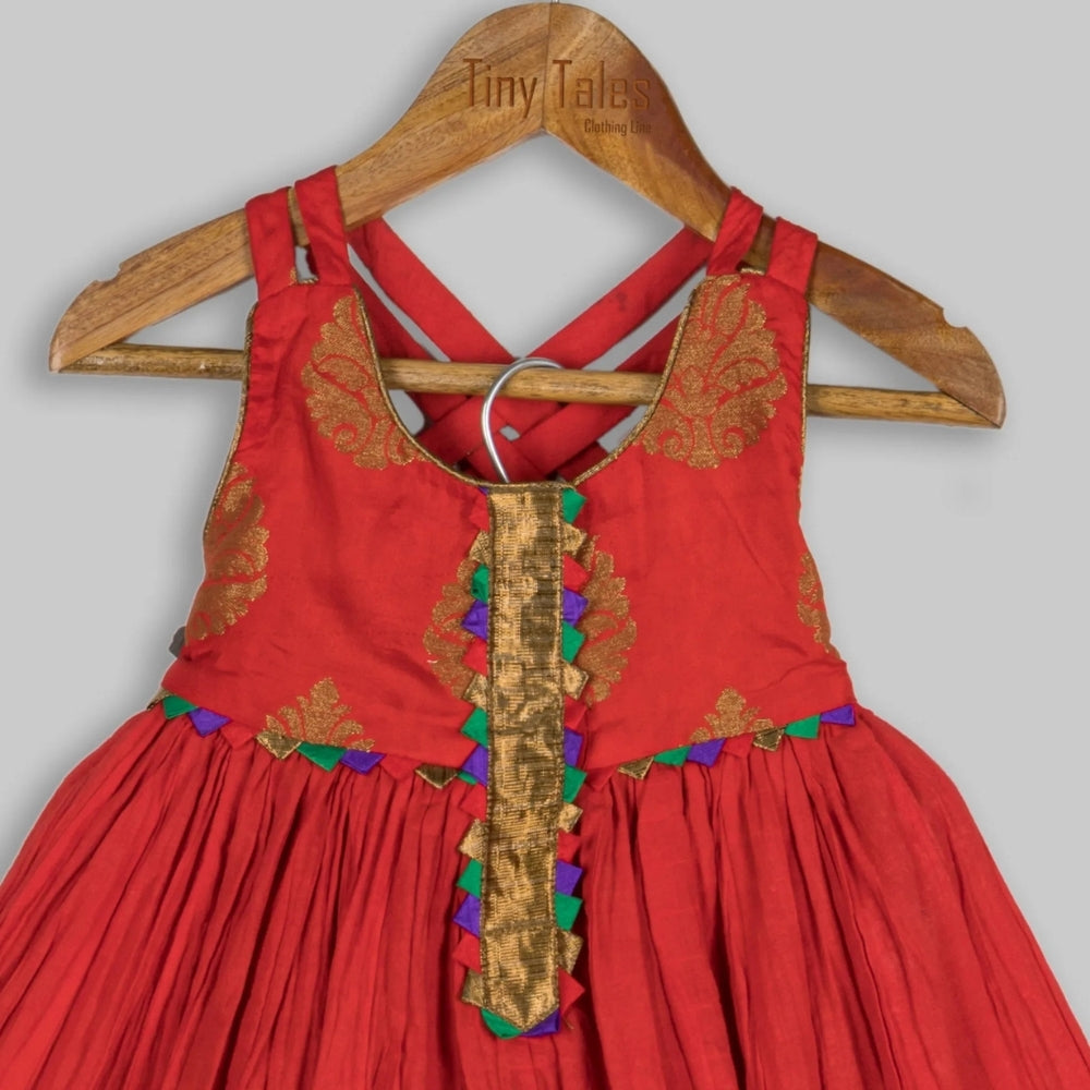 Cross Back Red Dress - 2-3 Yrs