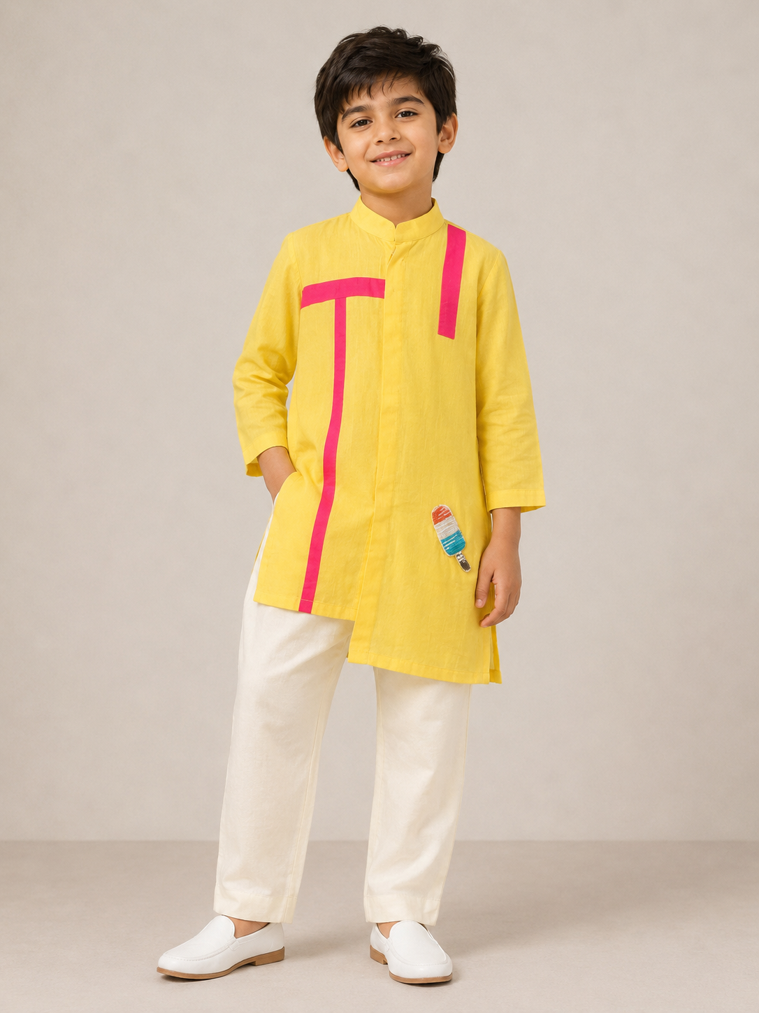 Yellow and Pink Kurta Set