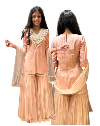 Pink Shell Work Kurta Set