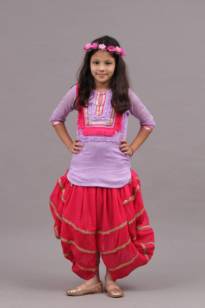Lilac Kurta with Pink Dhoti Skirt - 10 Yrs