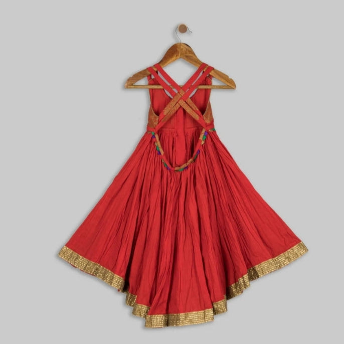 Cross Back Red Dress - 2-3 Yrs