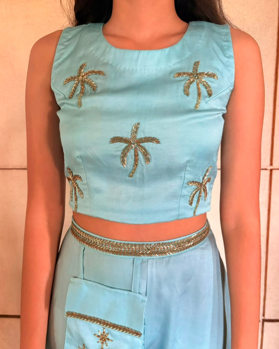 Powder Blue Palm Tree Set